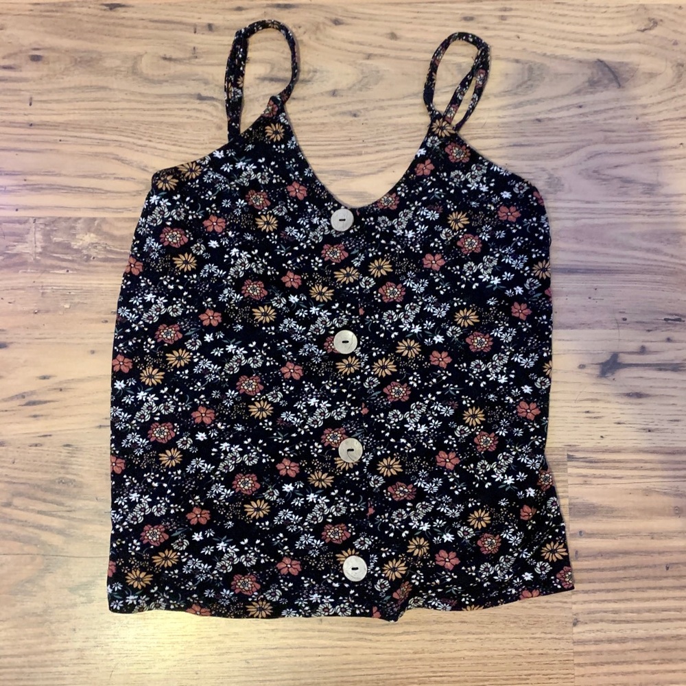 Black Tank w Flowers